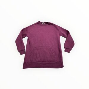 Danskin Mens Plum Heathered Crewneck Sweatshirt Kangaroo Pocket Size M 9309